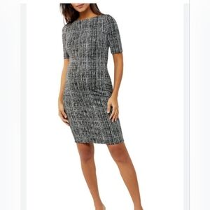 A Pea in the Pod Black and White Sheath Midi Dress